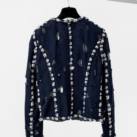 Chanel SS11 Metallic Distressed Hole Tweed Paneled Jacket - Picture 8 of 16
